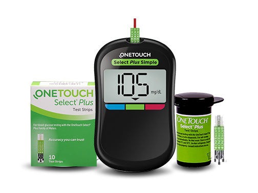 El medidor de glucosa OneTouch Select Plus Simple® usa las tiras reactivas OneTouch Select Plus. 