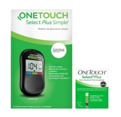 Medidor de Glucosa OneTouch Select® Plus Simple y tiras reactivas OneTouch Select® Plus